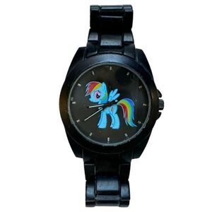 HASBRO MY LITTLE PONY 2014 HOT TOPIC Rainbow Dash Black Stainless Steel Analog W